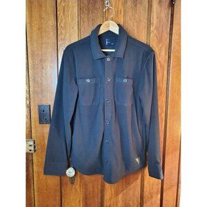 Men's TN Black Corduroy Button-Up Shirt M Long Sleeve Slash Pockets